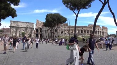 Roma, Colosseum, Arco di Costantino, Piazza del Arco di Costantino. Roma, İtalya, Mayıs 2019. 