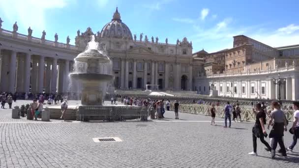 Watykan Plac Piotra Bazylika Piotra Fontana Gemella Del Bernini Rzym — Wideo stockowe