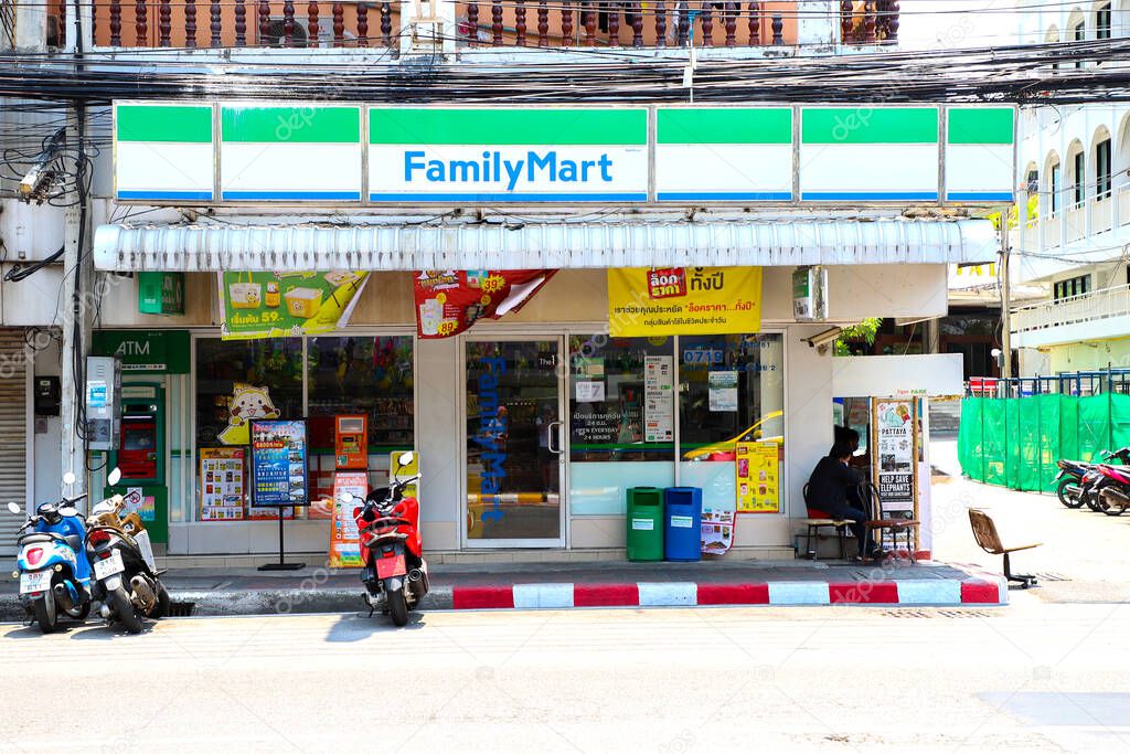 Family Mart store in Pattaya. Pattaya Thailand  March 2020