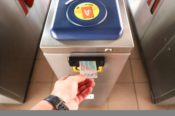 Cartão Metro Catraca Para Acesso Estação Tailândia Banguecoque Março 2020 — Fotografia de Stock