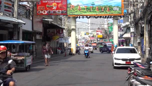 Walking Ulicy Popularnej Ulicy Dzień Pattaya Pattaya Tajlandia Marzec 2020 — Wideo stockowe