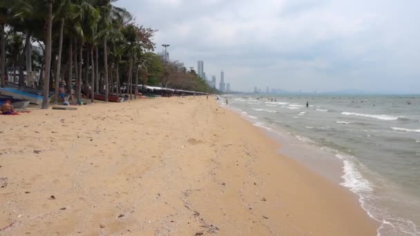 Pattaya Pohled Pláž Jomtien Pattaya Thajsko Březen 2020 — Stock video