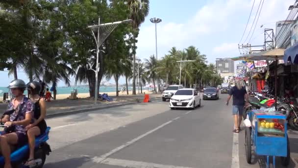 Autó Forgalom Utcán Pattaya Beach Road Pattaya Thaiföld Március 2020 — Stock videók