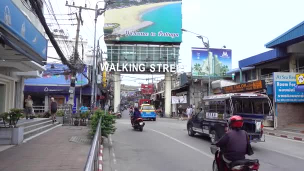 Rua Passeio Rua Popular Pattaya Dia Pattaya Tailândia Março 2020 — Vídeo de Stock