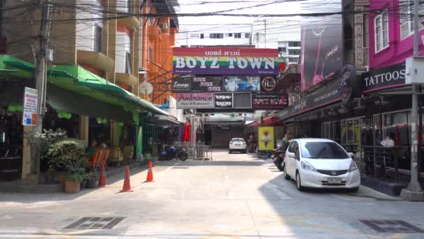 Pattaya Rua Assina Cafés Bares Pattaya Tailândia Março 2020 — Vídeo de Stock