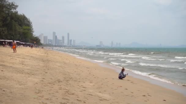 Pattaya Utsikt Över Jomtien Stranden Pattaya Thailand Mars 2020 — Stockvideo