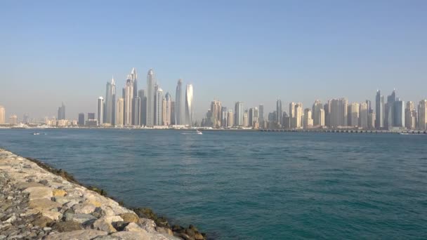 Vista Palma Jumeirah Rascacielos Dubai Marina Golfo Pérsico Emiratos Árabes — Vídeos de Stock