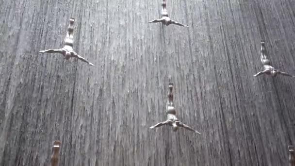 Waterfall Divers Pearls Dubai Mall Shopping Center United Arab Emirates — Stock Video