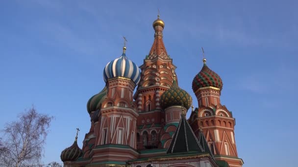 Rusia Moscú Plaza Roja Catedral Basilio Eliminado Cableado Parte Superior — Vídeos de Stock