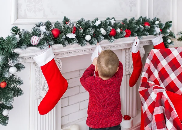 Baby boy preparing for Christmas — Stock Photo, Image