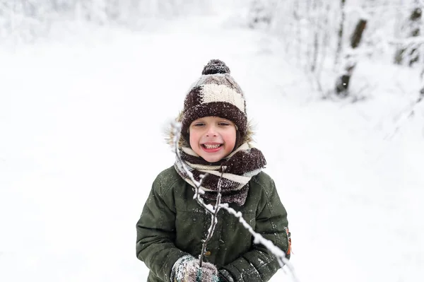 Kleiner Junge im Winterpark. — Stockfoto