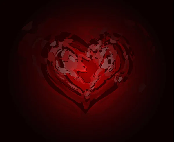 Corazón Rojo Sobre Fondo Oscuro Dividido Partes Fondo Para Ilustración — Archivo Imágenes Vectoriales