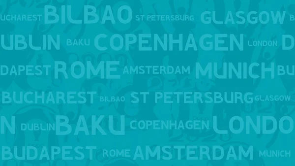 Soyut, kusursuz futbol geçmişi. Futbol şampiyonası. Futbolu seven Avrupa şehirleri. Geçmişi 2020. Turkuaz