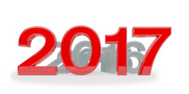 3D render - yeni yıl 2017 ve son yıl - kırmızı