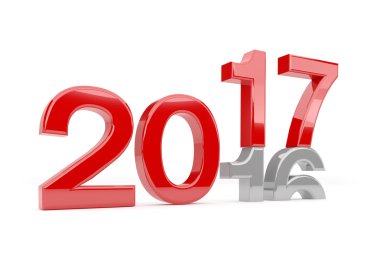 3D render - yeni yıl 2017 değişim kavramı - kırmızı