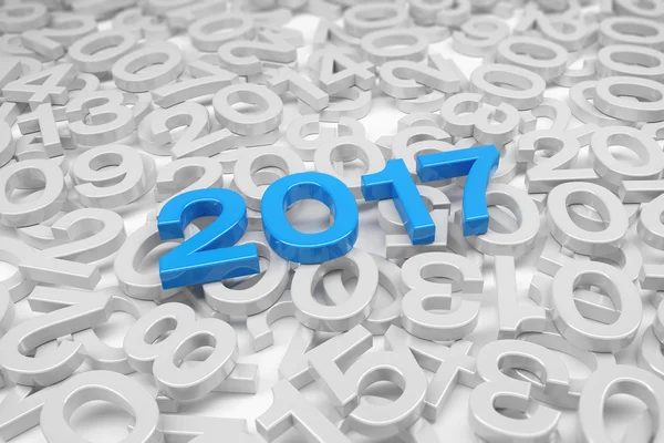 3D render - yeni yıl 2017 ve son yıl - mavi — Stok fotoğraf
