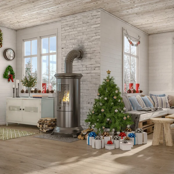 3D - Scandinavische flat - Kerstmis — Stockfoto