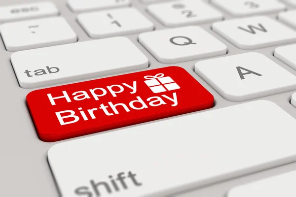 3d - keyboard - happy birthday - red — Stock Photo, Image