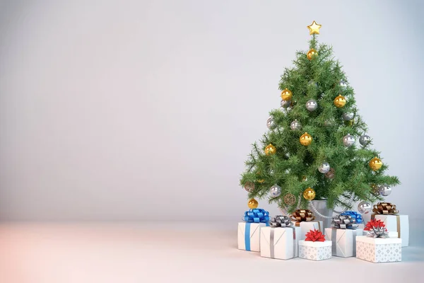 3d - елка - рождественские подарки — стоковое фото