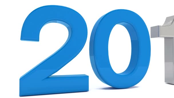 Animation vidéo 3d - - nouvelle année 2017 concept de changement - bleu 