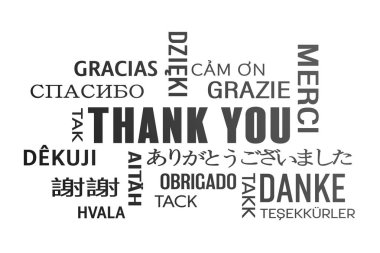 word cloud  - thank you - black clipart