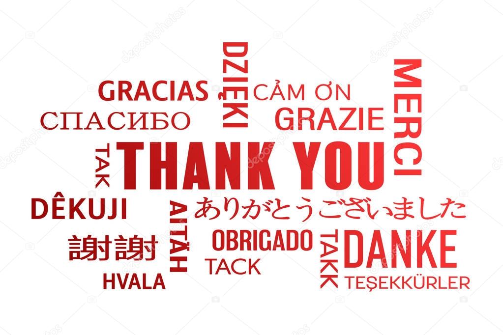 word cloud  - thank you - red