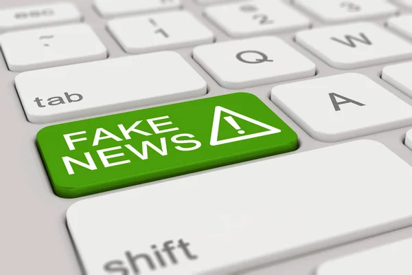 3d - tastiera - fake news - verde — Foto Stock