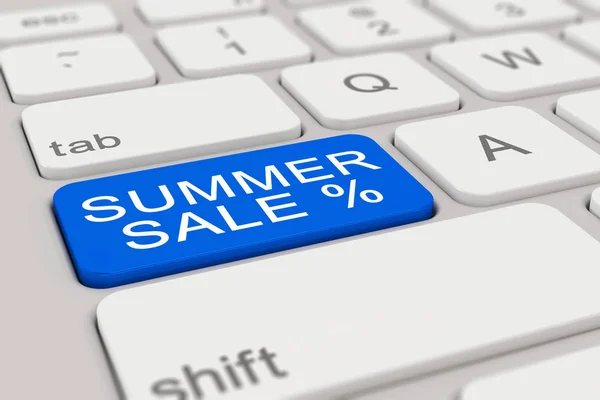 3d - teclado - venta de verano - azul —  Fotos de Stock