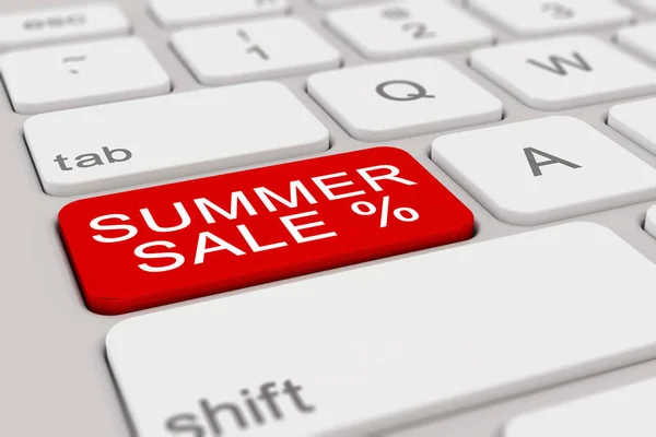 3d - keyboard - summer sale - red — Stock Photo, Image