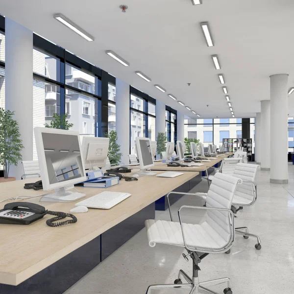 3d render - open plan office - office building — Stock Photo, Image