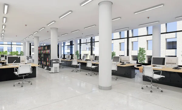 3D render - açık plan büro - ofis binası