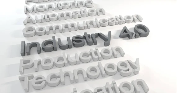 3d render - industrie 4.0 cuvinte în aluminiu periat — Fotografie, imagine de stoc