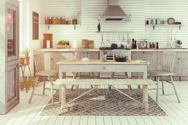 3d rendering dari dapur Skandinavia — Stok Foto