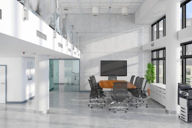3D render - açık plan büro - ofis binası