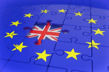 3D render - Yapboz - bulmaca - brexit