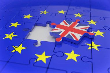 3D render - Yapboz - bulmaca - brexit