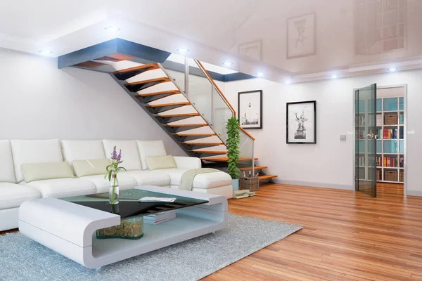 3d render - sala de estar - concepto interior — Foto de Stock