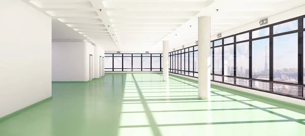 Renderização 3d - edifício de escritórios vazio — Fotografia de Stock
