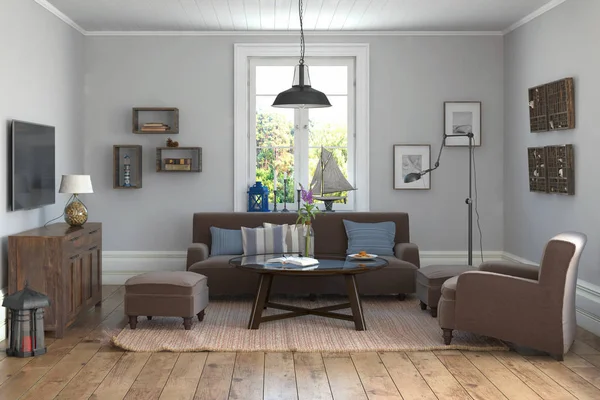 3D render - Scandinavische flat — Stockfoto