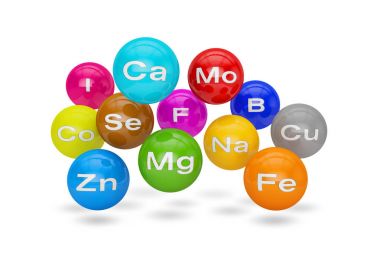 3d render of essential chemical minerals and microelements clipart