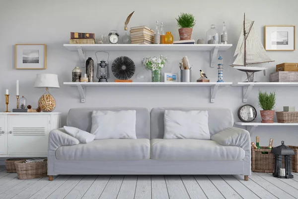 3D render-Scandinavische flat — Stockfoto