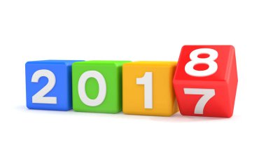 3D render - yeni yıl 2018 kavramı - küp - renkli