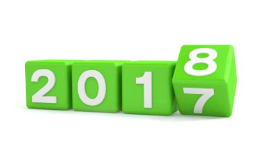 3D render - yeni yıl 2018 kavramı - küp - yeşil