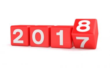 3D render - yeni yıl 2018 kavramı - küp - kırmızı