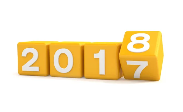 3D render - yeni yıl 2018 kavramı - küp - turuncu — Stok fotoğraf