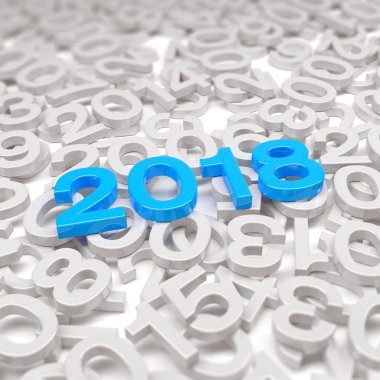 3D render - yeni yıl 2018 ve geçmiş yıl - mavi