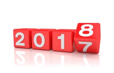 3D render - yeni yıl 2018 kavramı - küp - kırmızı