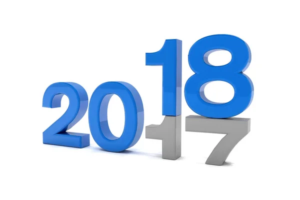 Rendering 3d - nuovo concetto di cambiamento anno 2018 - blu — Foto Stock