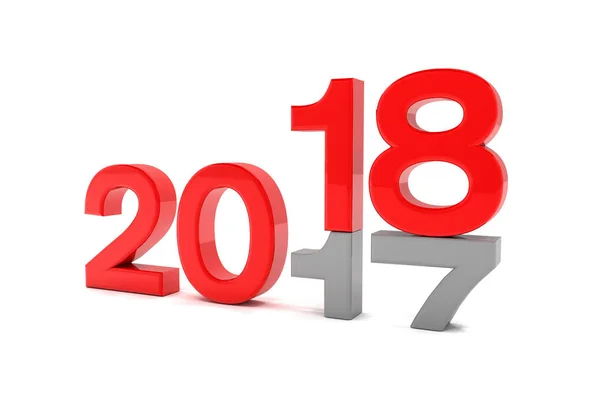 Rendering 3d - nuovo concetto di cambiamento anno 2018 - rosso — Foto Stock