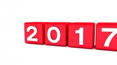 2017-2018 ile-kırmızı küpler 3D animasyon yeni yıl 2018 temsil eder..